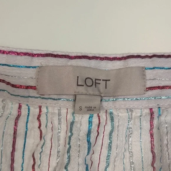 Loft Metallic Striped Top Square Neck Size Small - Picture 6 of 7